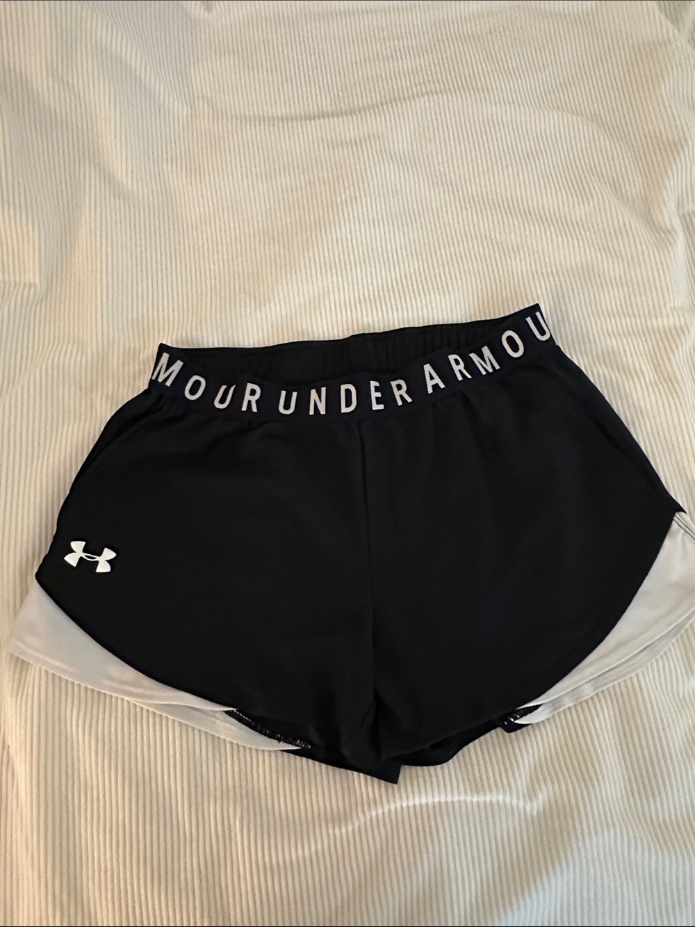 Under Armour Black Women's Athletic Shorts with White Trim